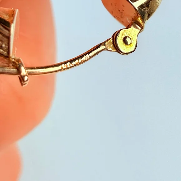 14K Solid Yellow Gold Jacmel Mauritius 24MM Twist Textured Hoop Earrings JCM - Picture 5 of 8